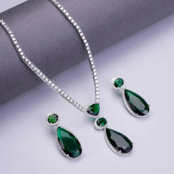 JewelTreeTz Silver Plated Crystal Stone Necklace Set