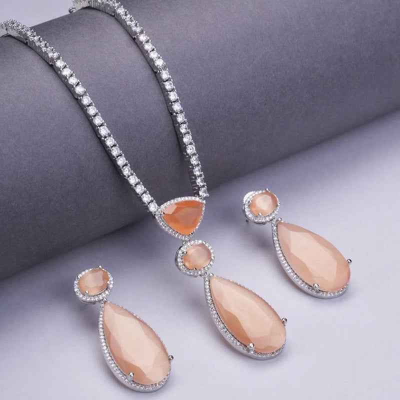 JewelTreeTz Silver Plated Crystal Stone Necklace Set