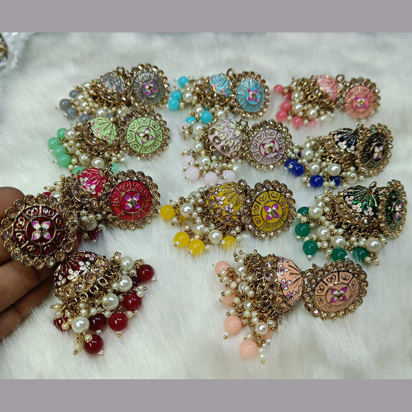 Rani Sati Jewels Gold Plated Meenakari Jhumki Earrings