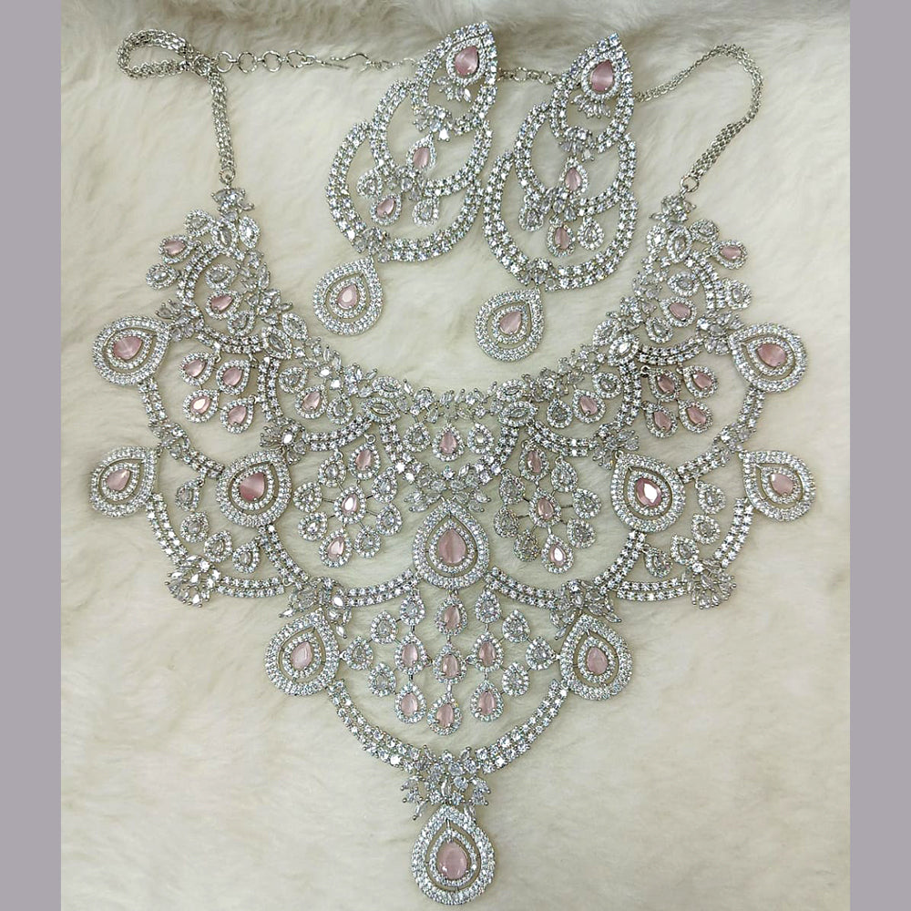 Rani Sati Jewel Silver Plated AD Necklace Set