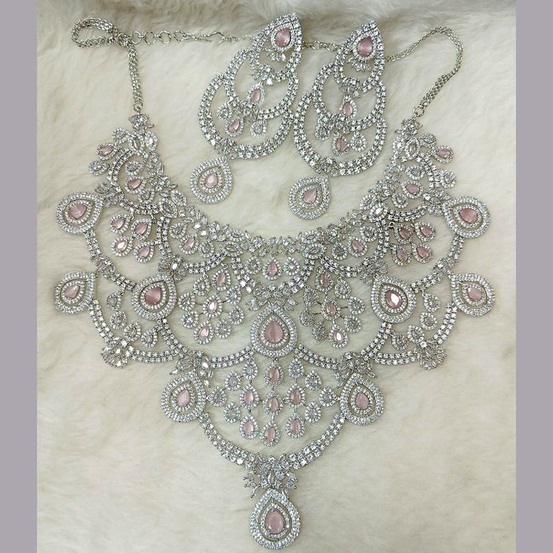 Rani Sati Jewel Silver Plated AD Necklace Set
