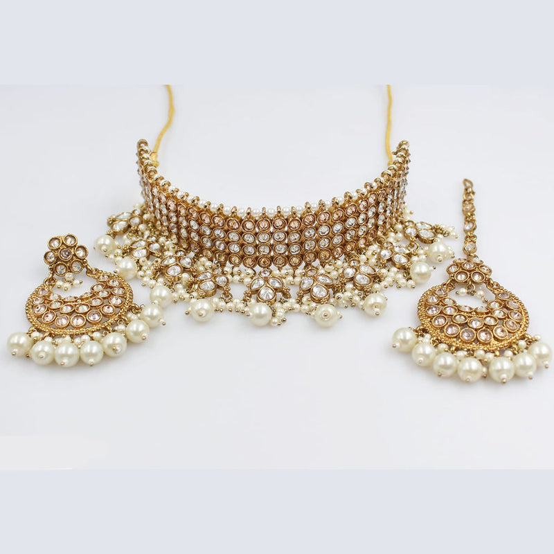 Rani Sati Jewels Gold Plated Crystal Stone Necklace Set