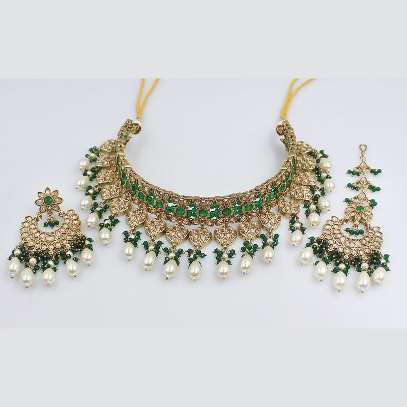 Rani Sati Jewels Gold Plated Crystal Stone Choker Necklace Set