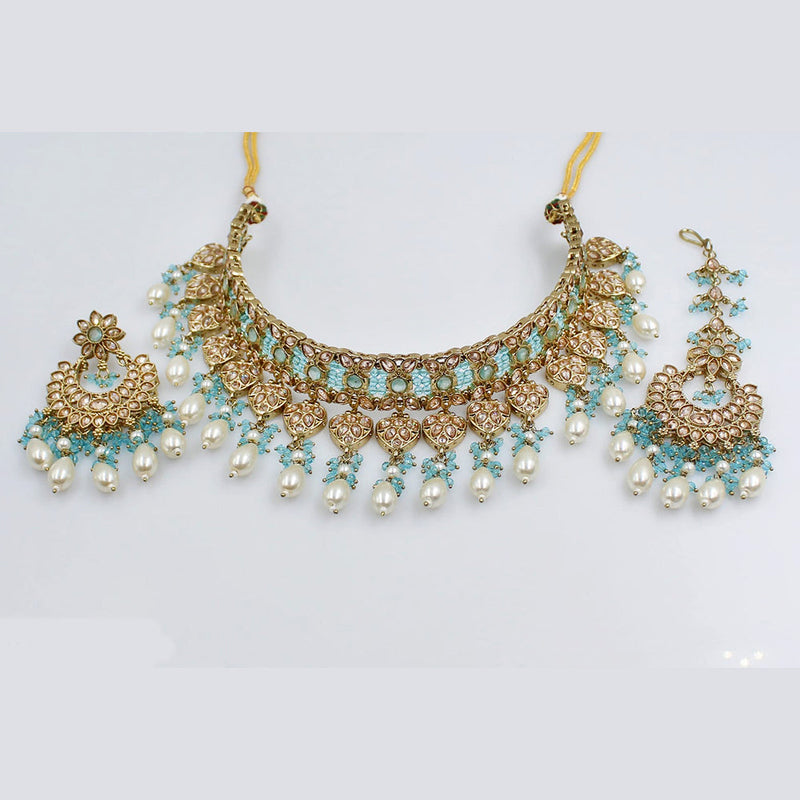 Rani Sati Jewels Gold Plated Crystal Stone Choker Necklace Set