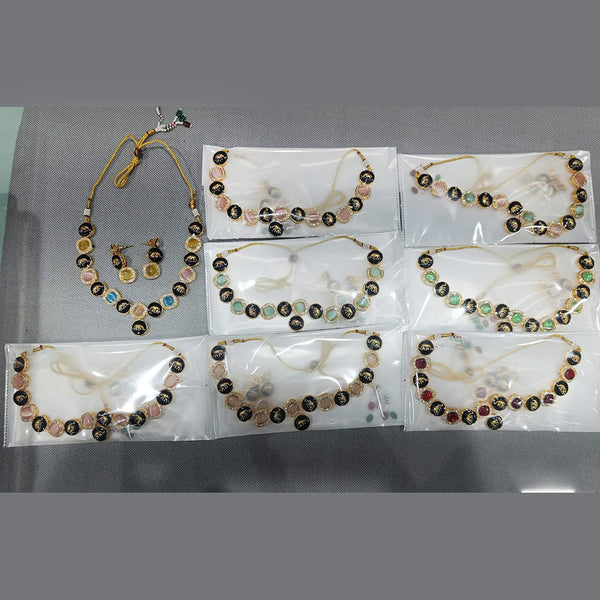Rani Sati Jewels Gold Plated Monalisa Stone Necklace Set