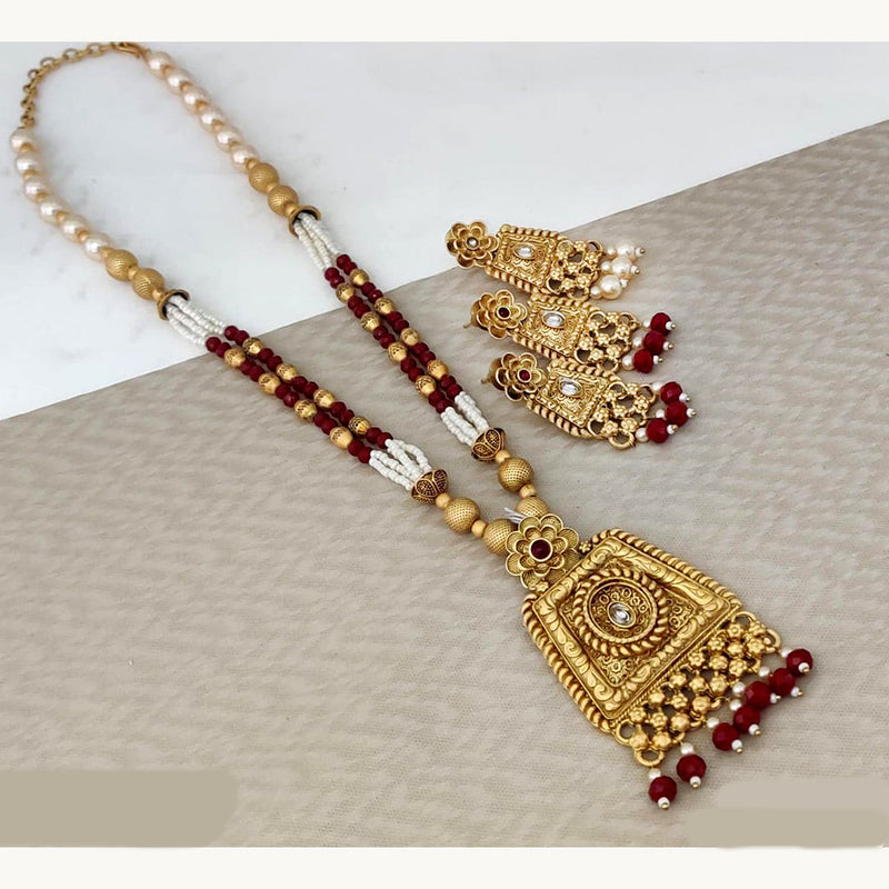 Rani Sati Jewels Gold Plated Pota Long Necklace Set