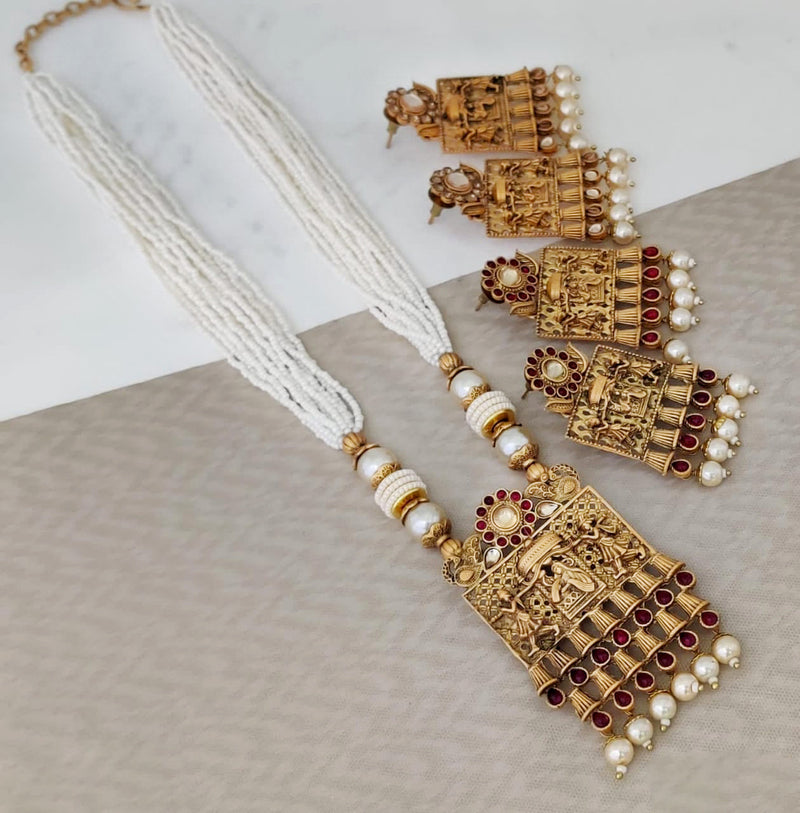 Rani Sati Jewels Gold Plated Pota Long Necklace Set