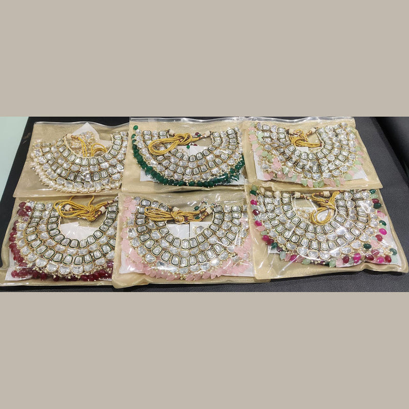 Rani Sati Jewels Gold Plated Kundan And Semi Bridal Necklace Set