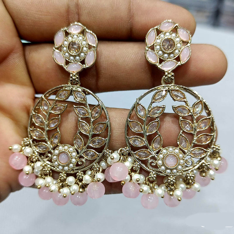 Handmade Jaipur Kundan Mina Earrings in Magenta Color