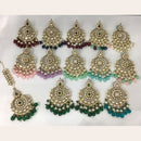 Rani Sati Jewels Gold Plated Kundan Maangtikka With Earrings