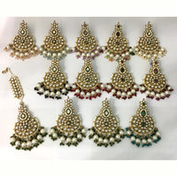 Rani Sati Jewels Gold Plated Kundan Maangtikka With Earrings