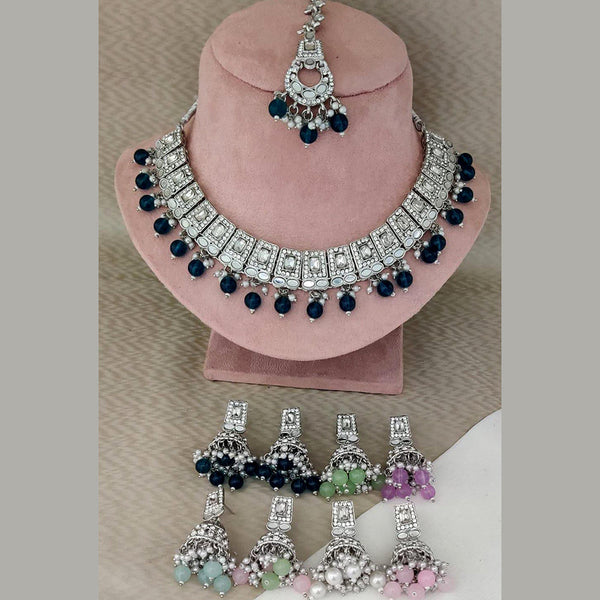 Rani Sati Jewels Silver Plated Mirror Choker Necklace Set