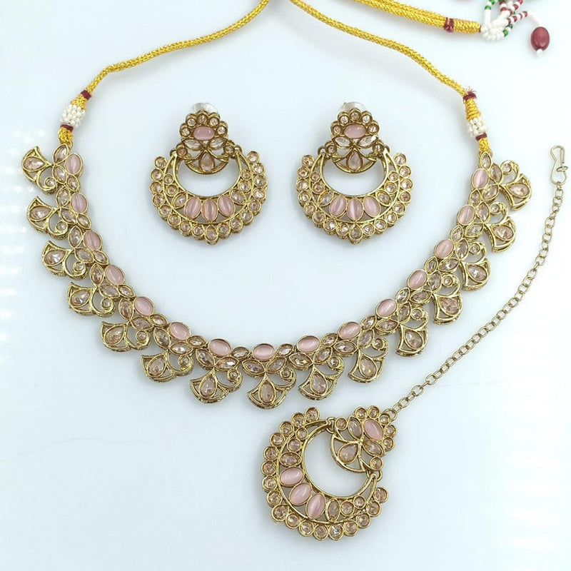 Rani Sati Jewels Gold Plated Reverse AD Necklace Set