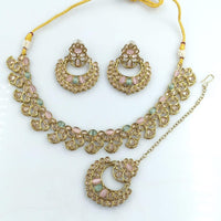 Rani Sati Jewels Gold Plated Reverse AD Necklace Set