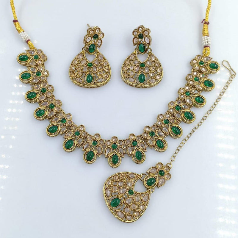 Rani Sati Jewels Gold Plated Reverse AD Necklace Set