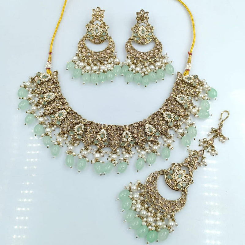 Rani Sati Jewels Gold Plated Reverse AD Necklace Set