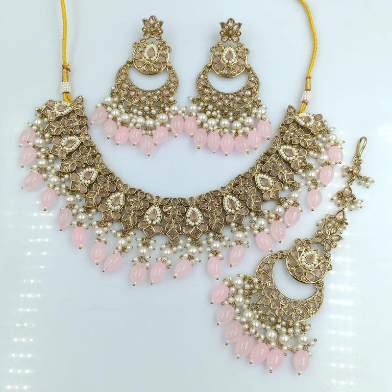 Rani Sati Jewels Gold Plated Reverse AD Necklace Set