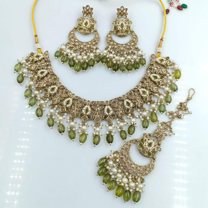 Rani Sati Jewels Gold Plated Reverse AD Necklace Set