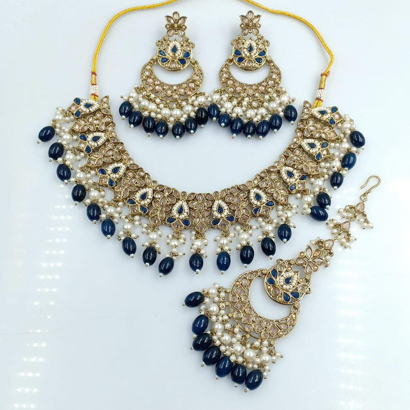 Rani Sati Jewels Gold Plated Reverse AD Necklace Set