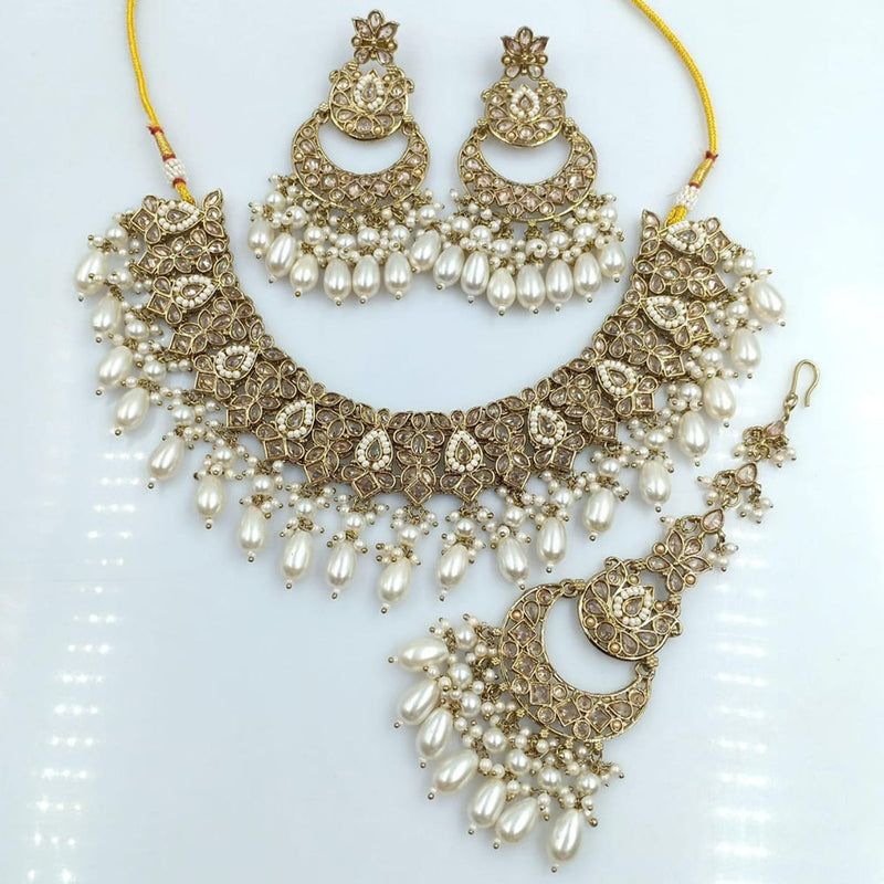 Rani Sati Jewels Gold Plated Reverse AD Necklace Set