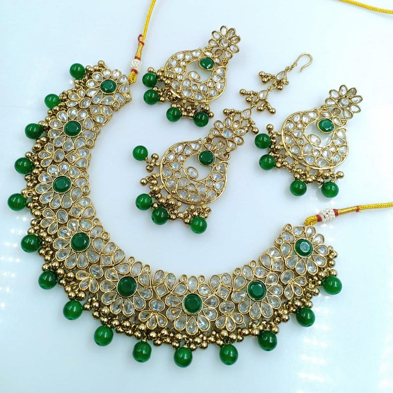 Rani Sati Jewels Gold Plated Reverse AD Necklace Set