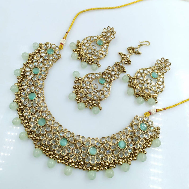 Rani Sati Jewels Gold Plated Reverse AD Necklace Set