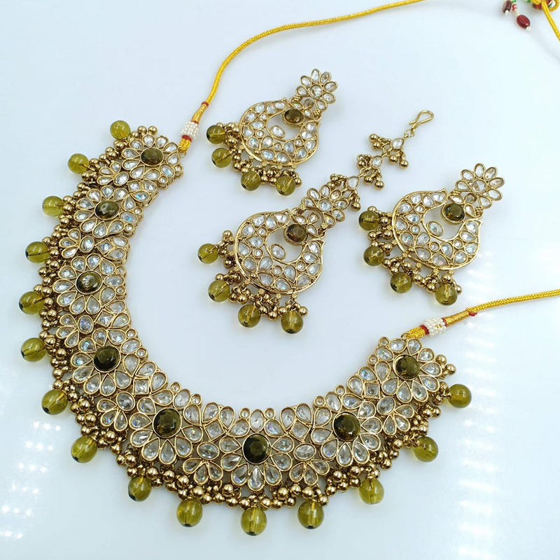 Rani Sati Jewels Gold Plated Reverse AD Necklace Set