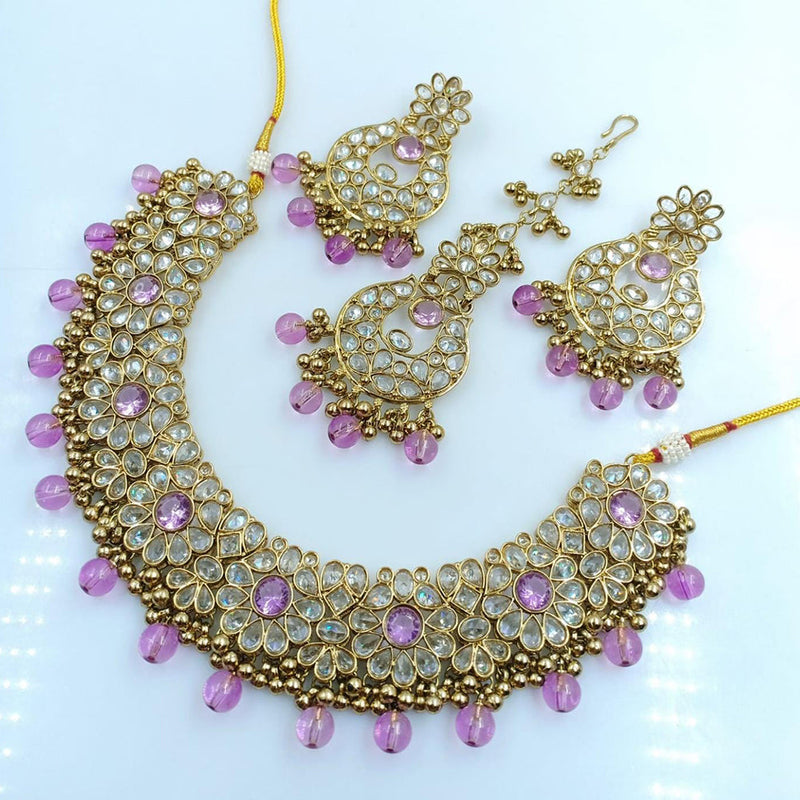 Rani Sati Jewels Gold Plated Reverse AD Necklace Set