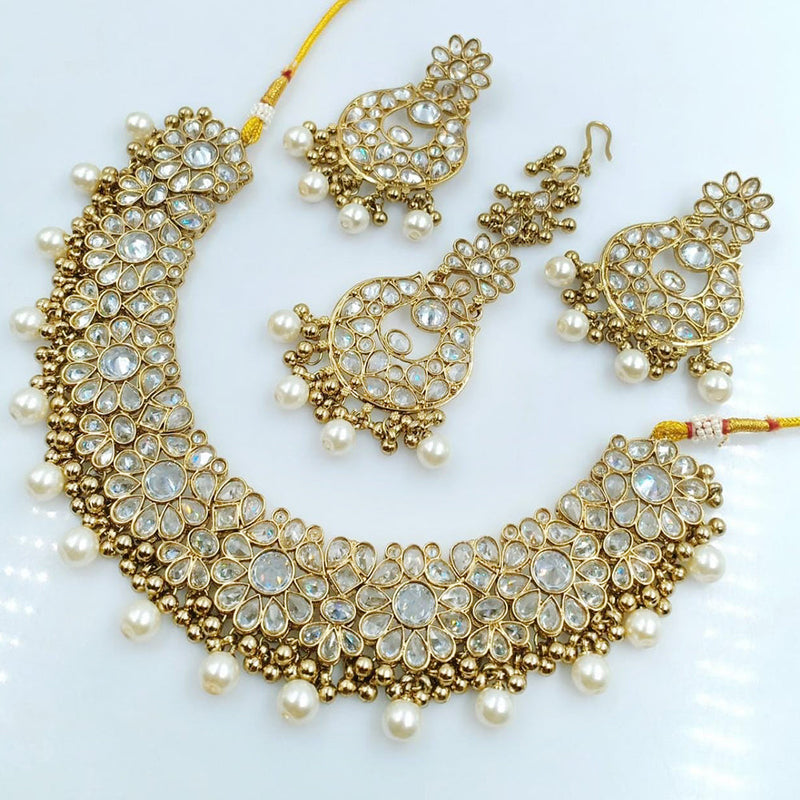 Rani Sati Jewels Gold Plated Reverse AD Necklace Set