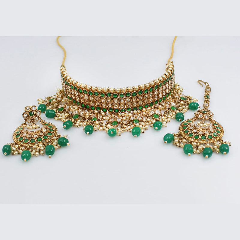 Rani Sati Jewels Gold Plated Crystal Stone Choker Necklace Set