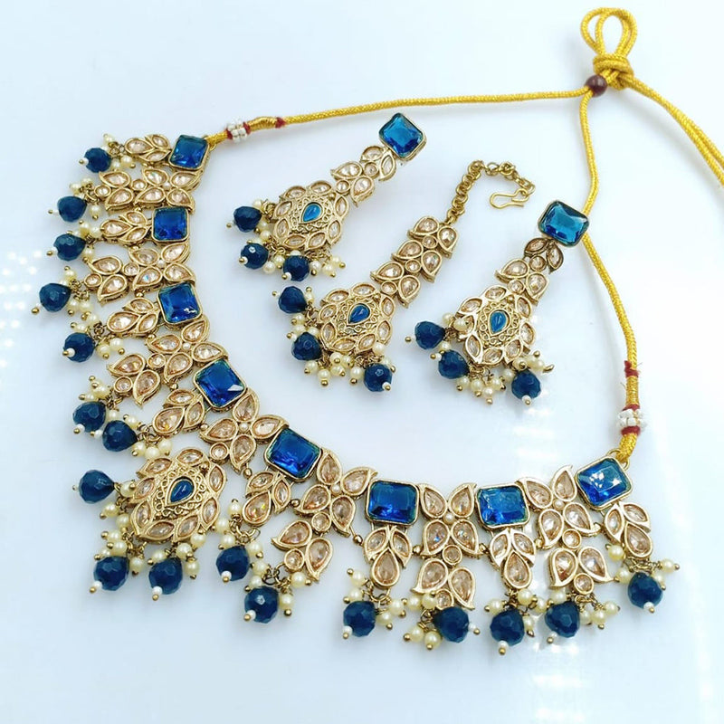 Rani Sati Jewels Gold Plated Reverse AD Necklace Set