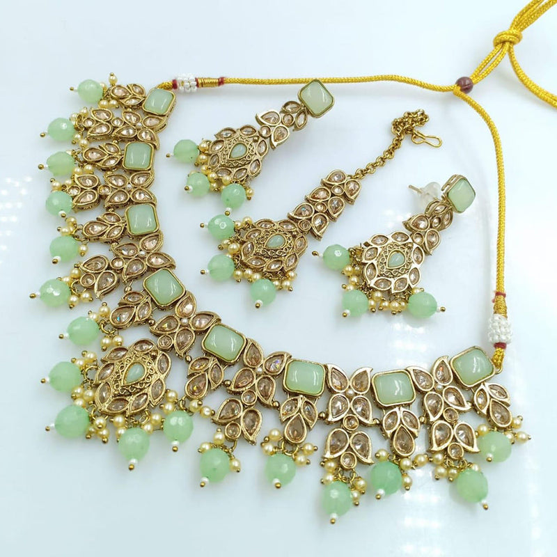 Rani Sati Jewels Gold Plated Reverse AD Necklace Set