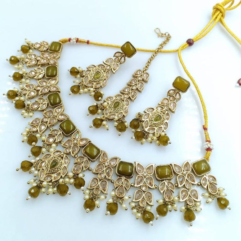 Rani Sati Jewels Gold Plated Reverse AD Necklace Set