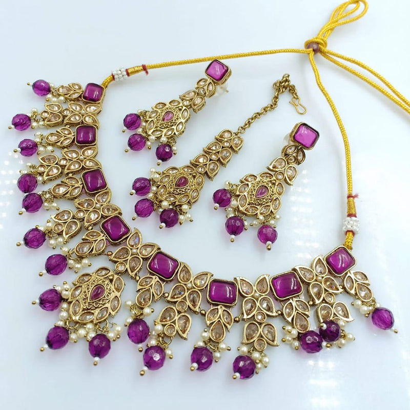 Rani Sati Jewels Gold Plated Reverse AD Necklace Set