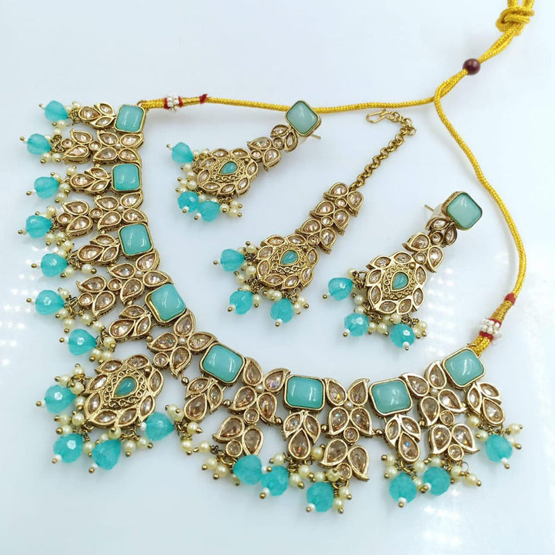 Rani Sati Jewels Gold Plated Reverse AD Necklace Set