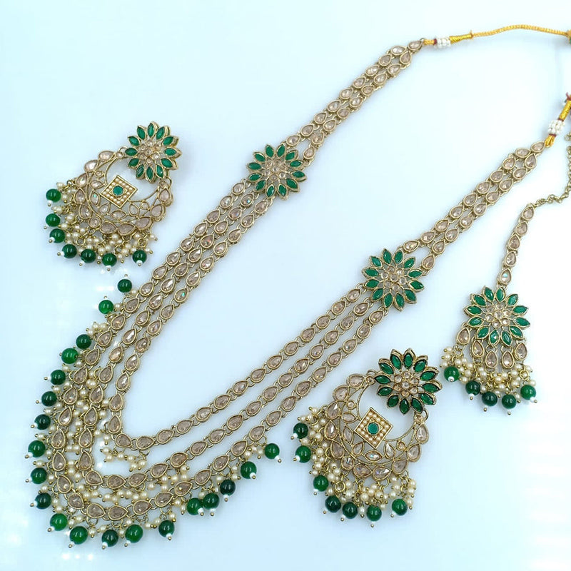 Rani Sati Jewels Gold Plated Reverse AD Long Necklace Set