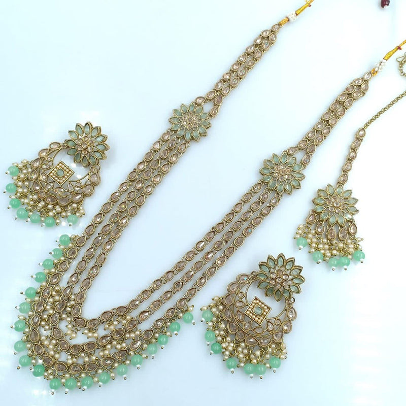 Rani Sati Jewels Gold Plated Reverse AD Long Necklace Set