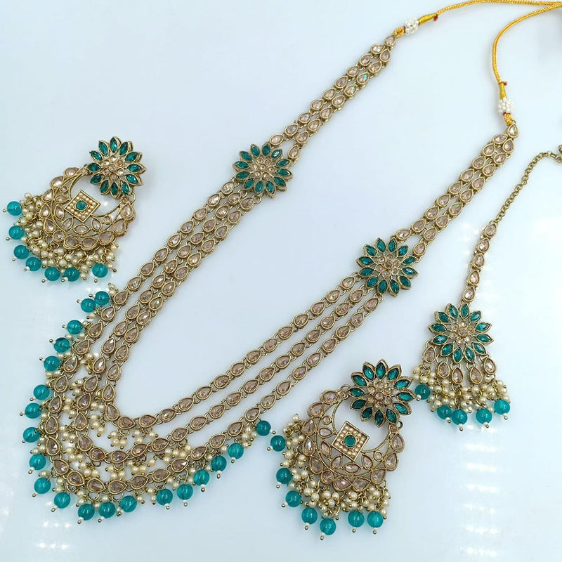 Rani Sati Jewels Gold Plated Reverse AD Long Necklace Set