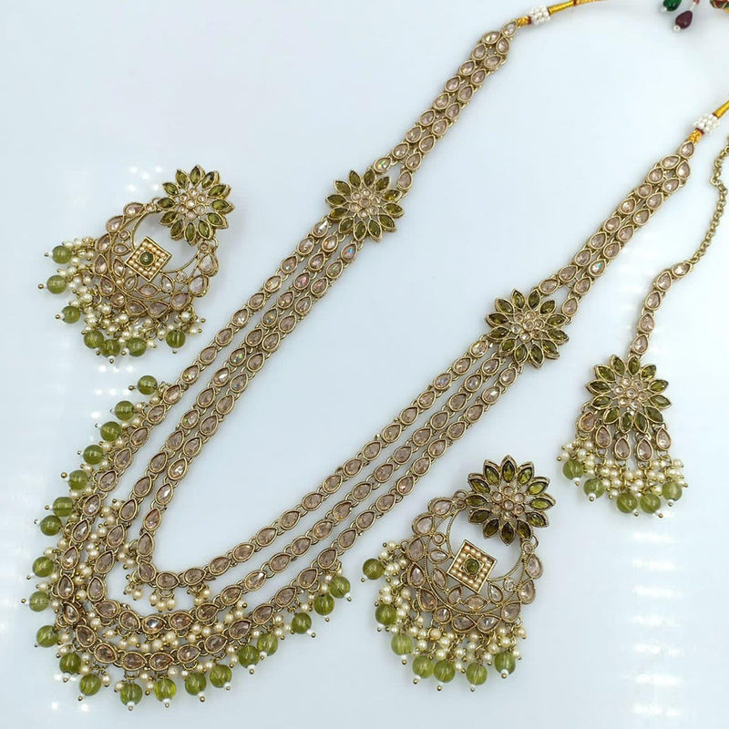 Rani Sati Jewels Gold Plated Reverse AD Long Necklace Set