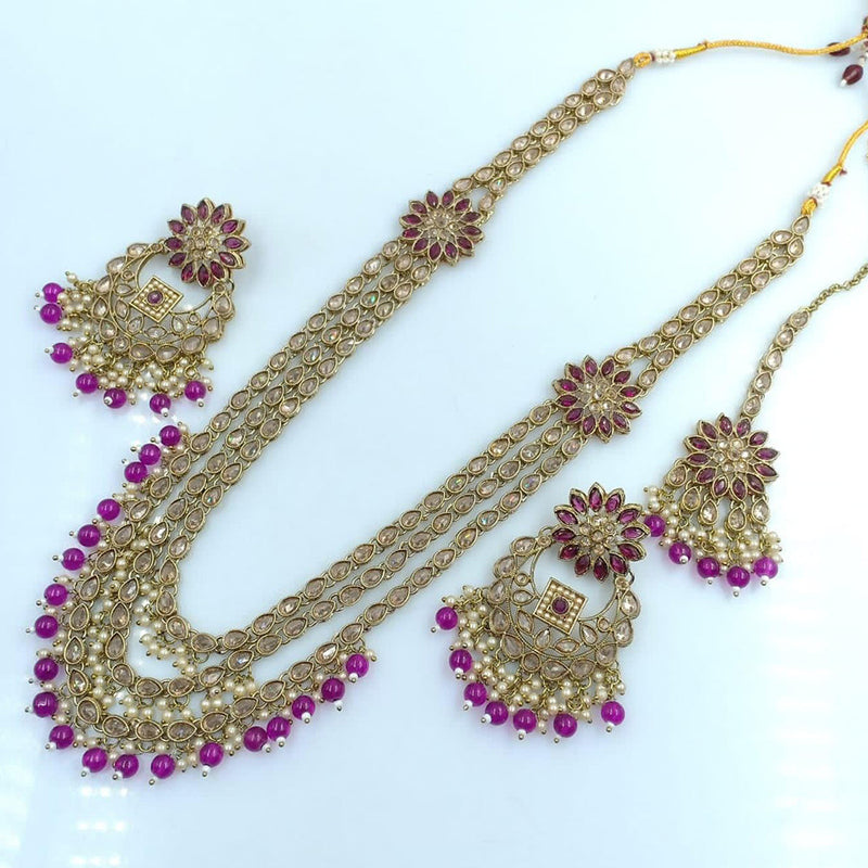 Rani Sati Jewels Gold Plated Reverse AD Long Necklace Set