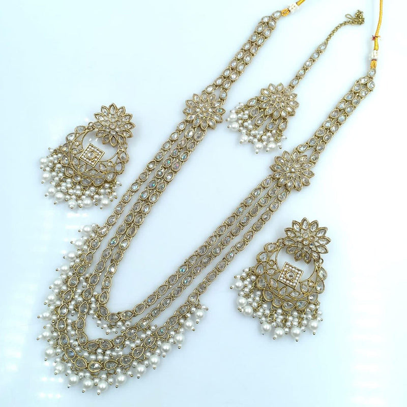 Rani Sati Jewels Gold Plated Reverse AD Long Necklace Set