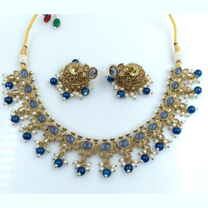 Rani Sati Jewels Gold Plated Crystal Stone Necklace Set