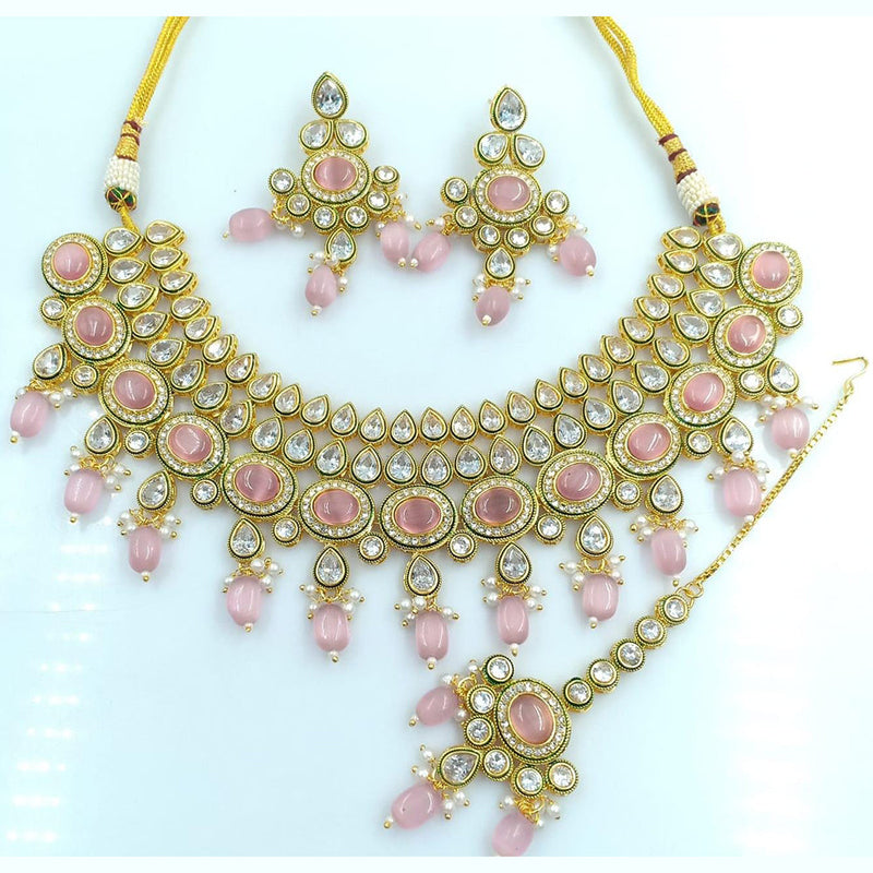 Rani Sati Jewels Gold Plated Crystal Stone Necklace Set