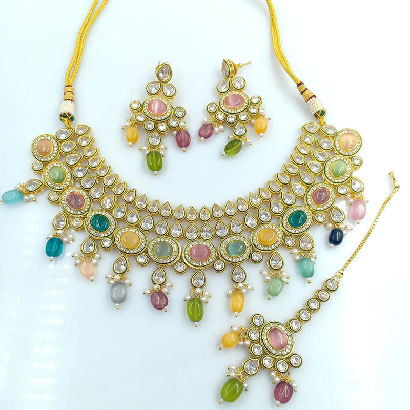 Rani Sati Jewels Gold Plated Crystal Stone Necklace Set