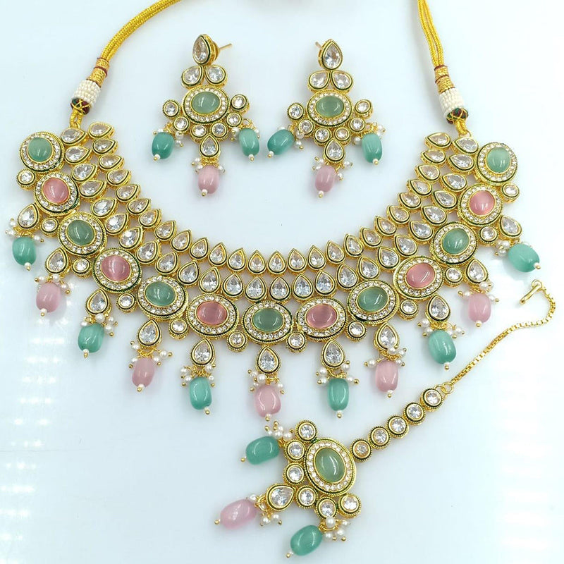 Rani Sati Jewels Gold Plated Crystal Stone Necklace Set