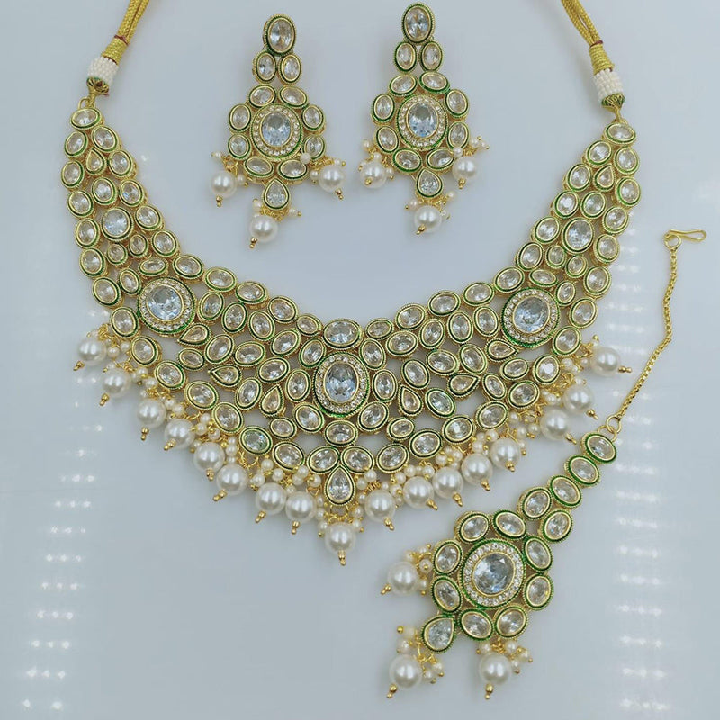 Rani Sati Jewels Gold Plated Crystal Stone Necklace Set