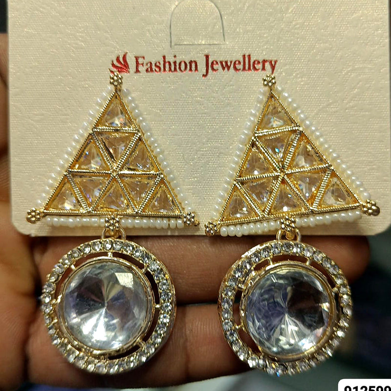 Rani Sati Jewels Gold Plated Crystal Stone Dangler Earrings