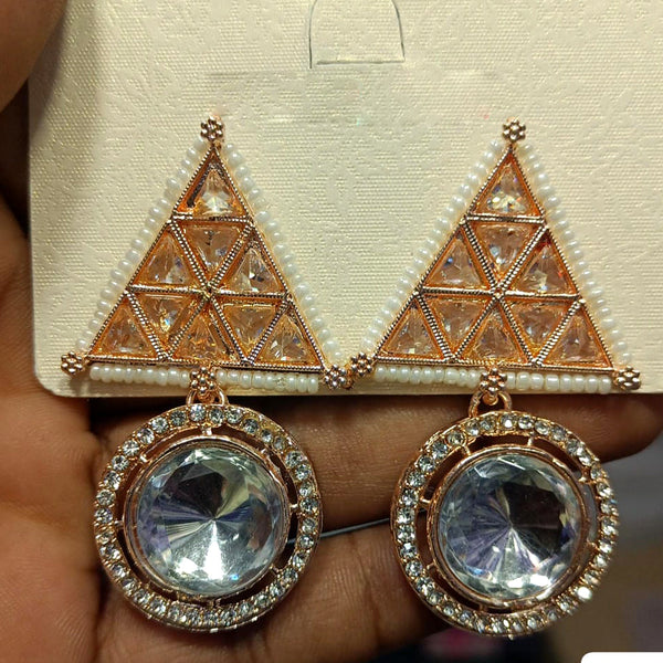 Rani Sati Jewels Rose Gold Plated Crystal Stone Dangler Earrings
