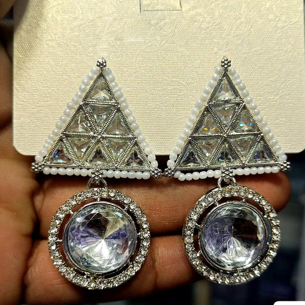 Rani Sati Jewels Silver Plated Crystal Stone Dangler Earrings