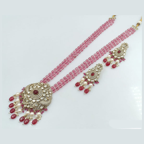 Rani Sati Jewels Gold Plated Kundan Stone Long Necklace Set